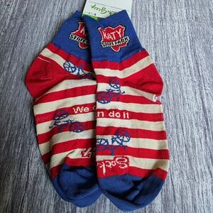 Sock Guy Katy State Park Socks Size S/M Red White Blue We Can Do It Graphic